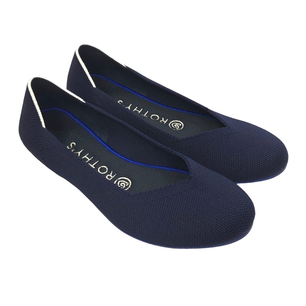 Rothy’s The Flat Round Toe Blue Slip On Knit Flats Women's Size 7
